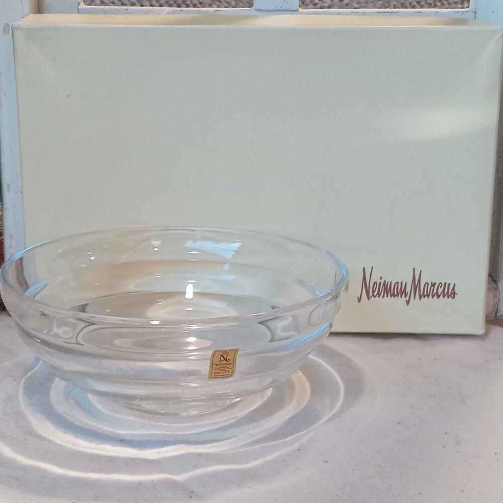 Nachtmann Beehive 24% Lead Crystal Bowl Germany Marked Neiman Marcus Box Vintage